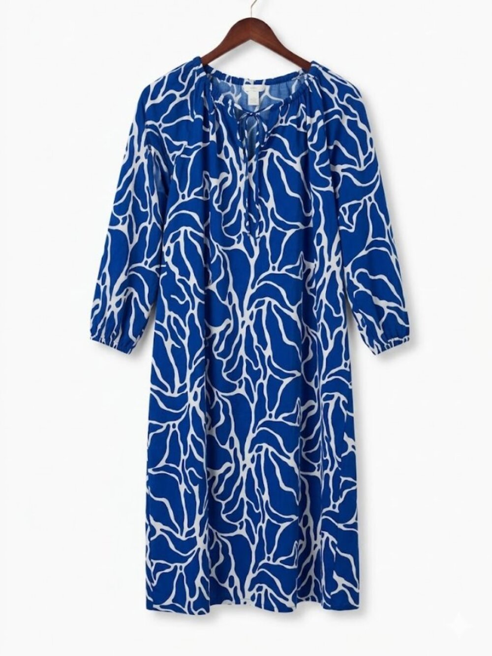 H&M Blue & White Swirl Shift Dress - Size M